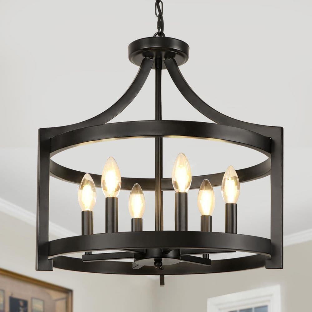 6-Light Black Modern Rustic Vintage Farmhouse Chandelier 19.29 in. for Living Room Dining Room Foyer price history on PriceWatchPro