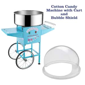 Cotton Candy Machine - Flufftastic 1000-Watt Floss Maker with Cart, 13 in. Wheels, Dome Shield, and Stainless-Steel Pan