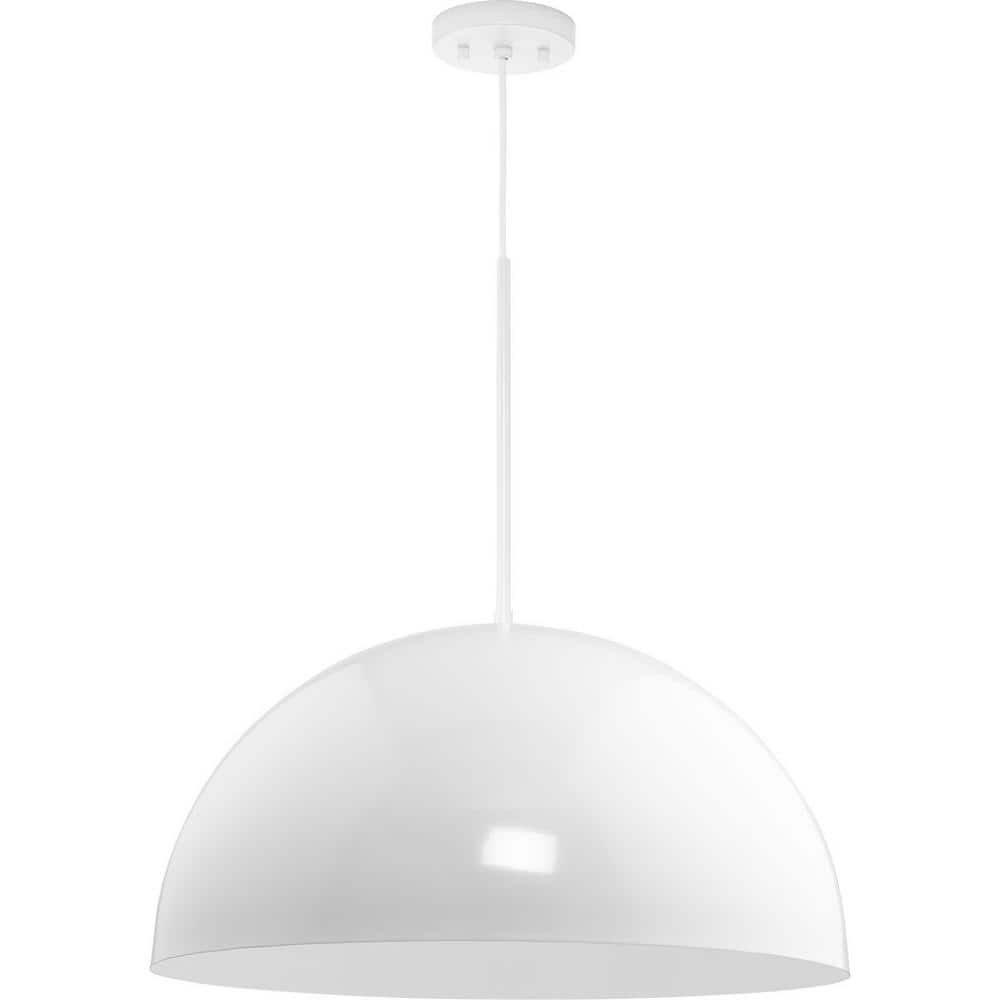 Perimeter 23.62" White Bowl Pendant with Brushed Nickel Finish