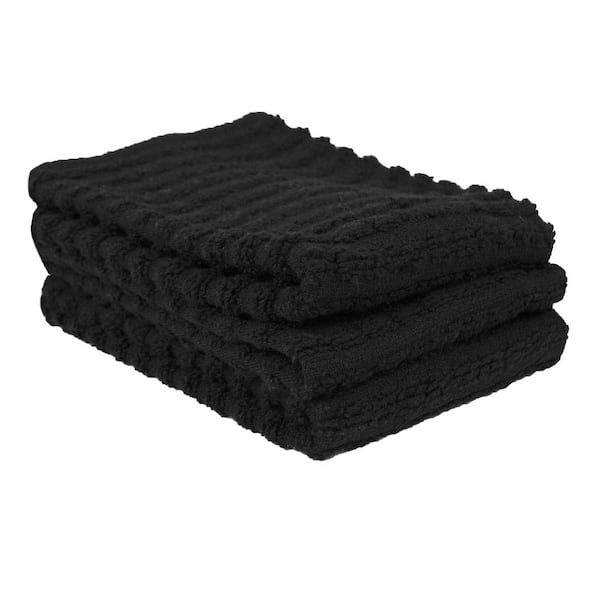 RITZ Royale Black Solid Cotton Dish Cloth (Set of 3) 022987 - The Home Depot