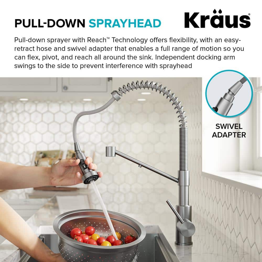 Matte Black 2-in-1 Pull-Down Kitchen Faucet with Water Filter