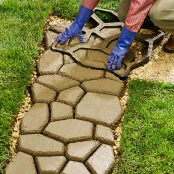 Black Plastic Square DIY Stepping Stone Mold for Pathways and Patios