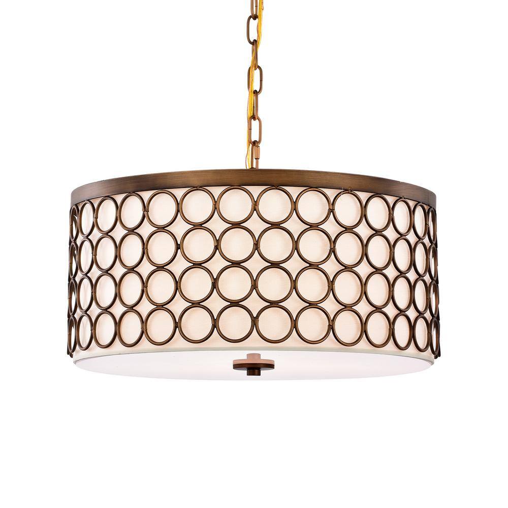 Tessa 18 in. 3-Light Indoor Satin Bronze Chandelier with Light Kit price history on PriceWatchPro