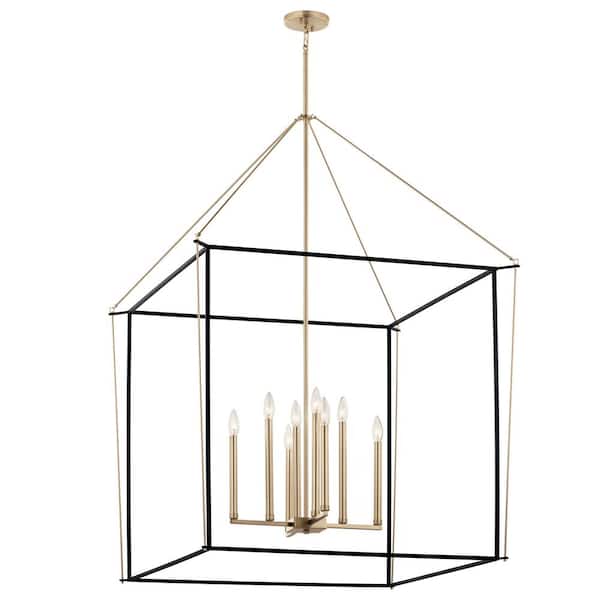 KICHLER Eisley 50 in. 8-Light Champagne Bronze and Black Modern Foyer Candle Hanging Pendant Light