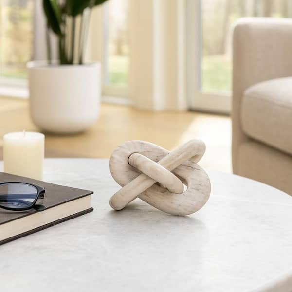 6 in. x 6 in. Beige Marble Knot Decorative Sculpture