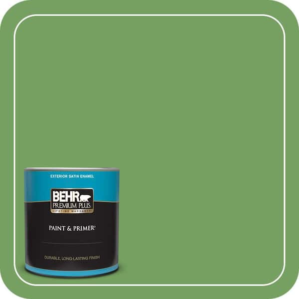 BEHR PREMIUM PLUS 1 qt. #MQ4-47 Parakeet Satin Enamel Exterior Paint & Primer
