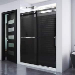 Essence 56 in. W - 60 in. W x 76 in. H Sliding Frameless Shower Door in Chrome with Tinted Glass