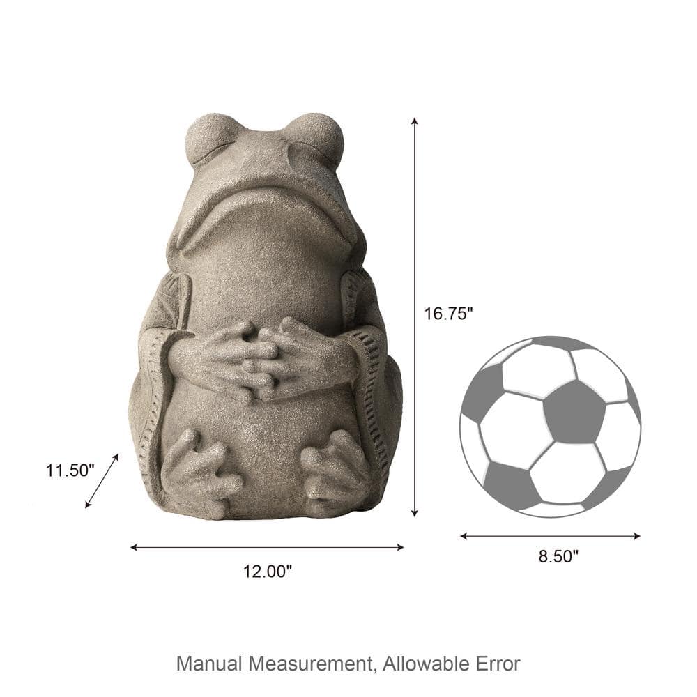 16.75" Gray Faux Concrete Zen-Style Frog Garden Statue
