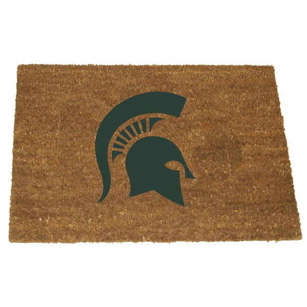 The Memory Company Michigan St Brown 29.5 in. x 19.5 in. Coir Fiber Colored Logo Door Mat