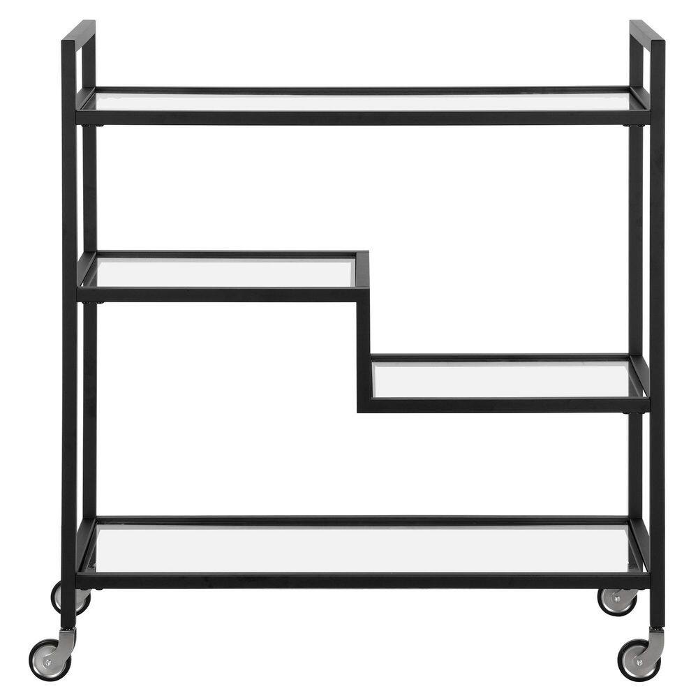 Blackened Bronze 33" Bar Cart with Glass Shelves