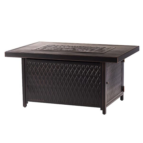 Oakland Living 48 in. x 36 in. Copper Rectangular Aluminum Propane Fire Pit Table, Glass Beads