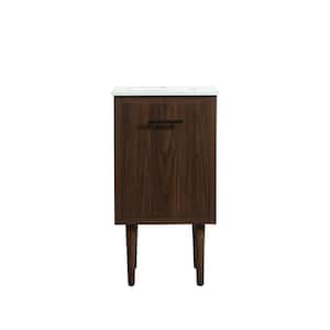 Simply Living 18 in. W x 19 in. D x 33.5 in. H Bath Vanity in Walnut with Ivory White Engineered Marble Top