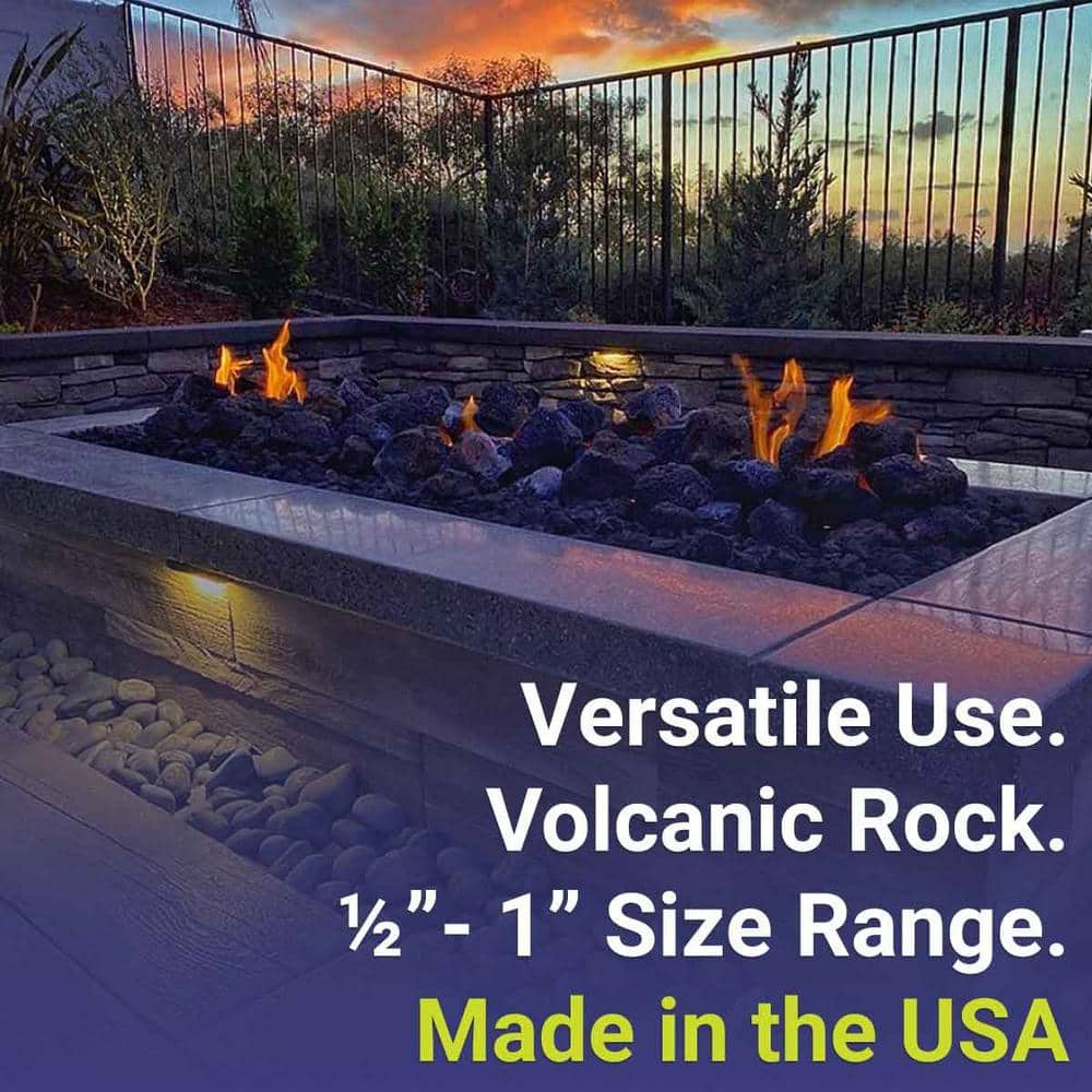 Medium Black Lava Rock for Fire Pits and Fireplaces, 10 Pounds