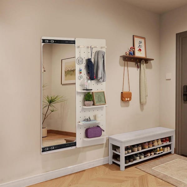 SUNRINX White 15.75 in. W x 47.64 in. H Rectangle Rubber Wood
