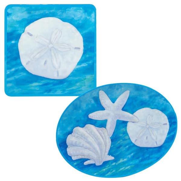 Certified International Ocean Beach 2-Piece Assorted Colors Melamine Platter Set Service for 2