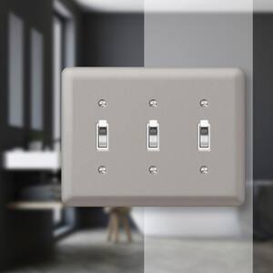 Declan 3 Gang Toggle Steel Wall Plate - Pewter (2-Pack)