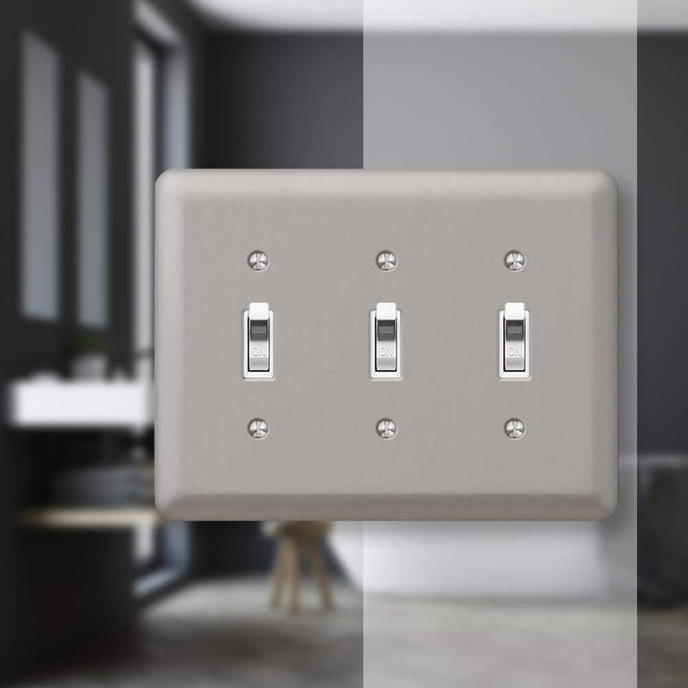 Brushed Nickel Triple Toggle Steel Wall Plate
