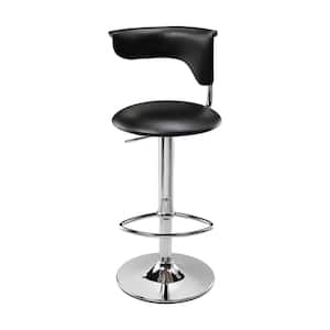 33.00 in. H Black Adjustable Height Metal Bar Stool with Faux Leather Seat (Set of 1)