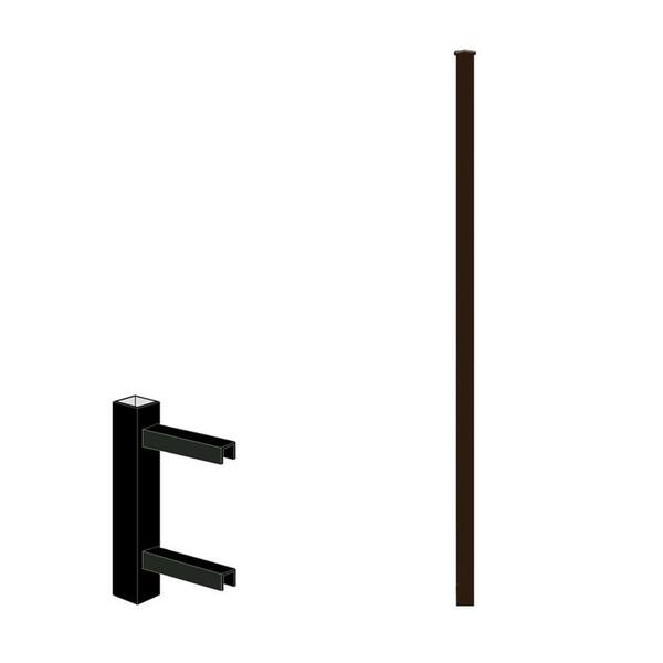 FORGERIGHT Vinings 2 in. x 2 in. x 7 ft. Black Aluminum Fence End/Gate Post with Flat Cap
