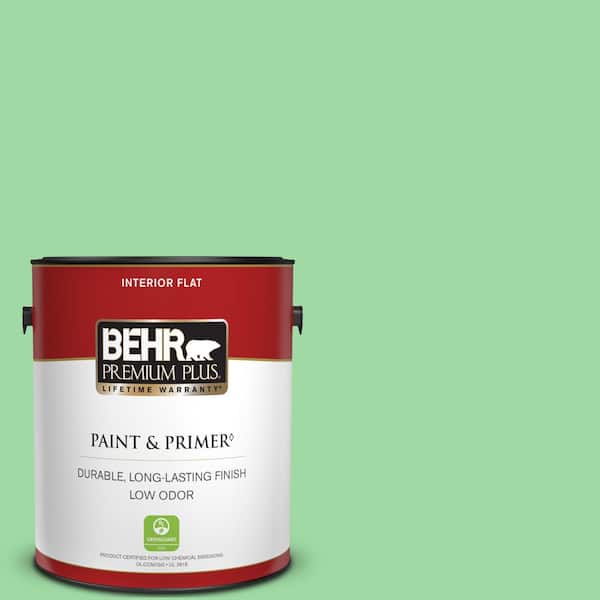 BEHR PREMIUM PLUS 1 gal. #450B-4 Green Trance Flat Low Odor Interior Paint & Primer