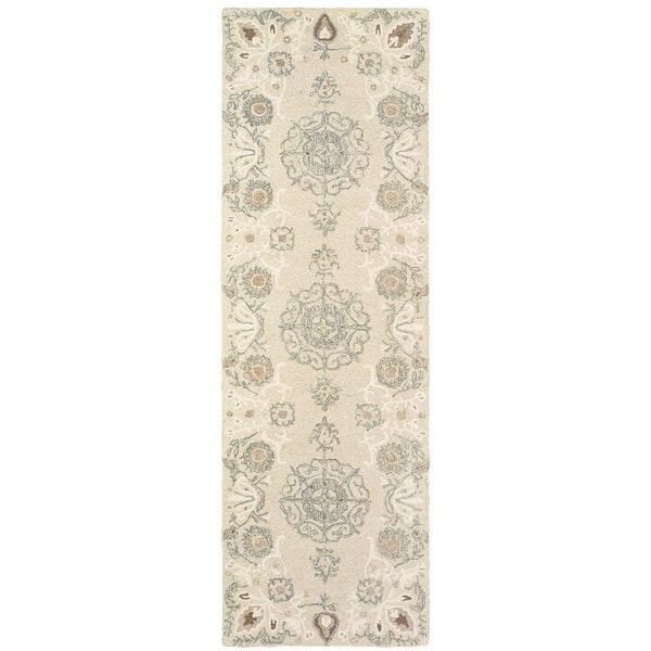 2 ft. x 8 ft. Brown Floral Washable Area Rug