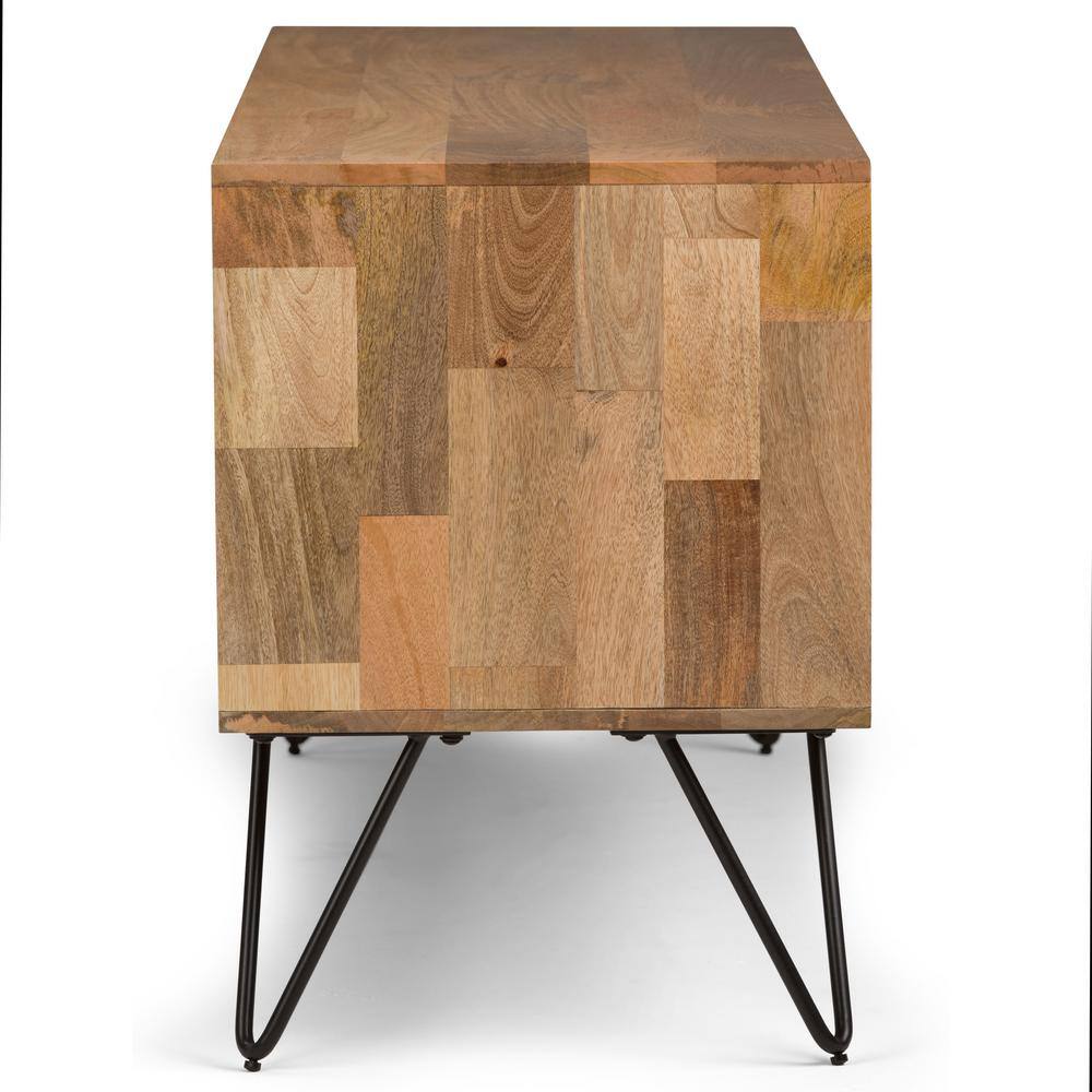 Hunter 60'' Natural Mango Wood and Iron TV Cabinet with Hairpin Legs