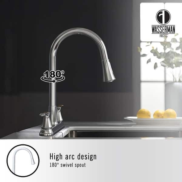 Wasserman 22167043 - Kitchen Sink Faucet Double Handle Pull Down Spray in Chrome Wasserman 22167043 - Kitchen Sink Faucet Double Handle Pull Down Spray in Chrome