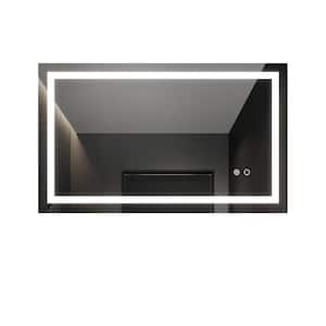 36 in. W x 28 in. H H Rectangular Frameless Wall Mounted LED Lighted Bathroom Vanity Mirror with High Lumen and Anti-Fog