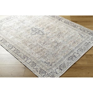 Darling Light Gray Traditional Washable 9 ft. x 12 ft. Indoor Area Rug