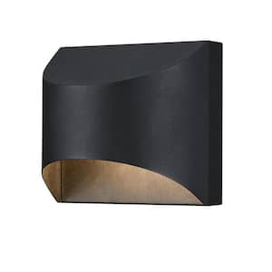 Nardella 1-Light Textured Black Outdoor Dimmable LED Wall Mount Sconce, Dark Sky Friendly