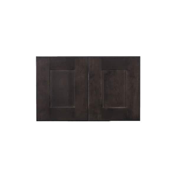 LIFEART CABINETRY Lancaster Shaker Assembled 24 in. x 15 in. x 12 in. Wall Cabinet with 2 Doors No Shelf in Vintage Charcoal
