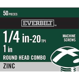 1/4 in.-20 x 1 in. Combo Round Head Zinc Plated Machine Screw (50-Pack)