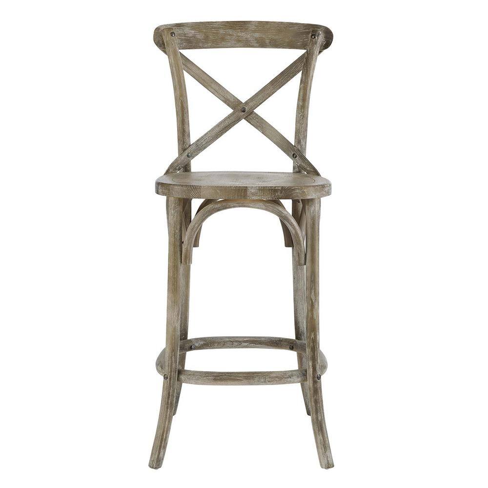 Farmhouse Charm Modern Gray Elm Wood Counter Stool