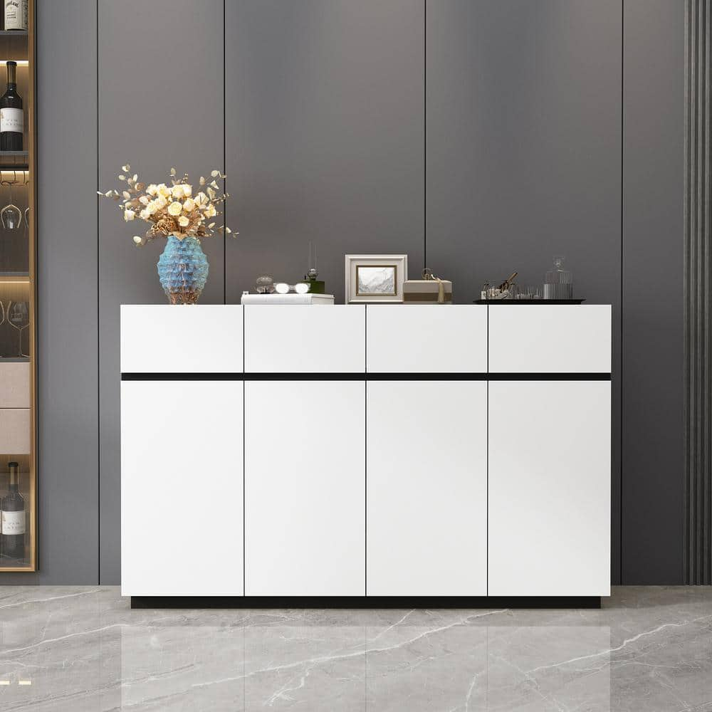 FUFU&GAGA White Wood Modern Accent Storage Cabinet Cupboard with ...