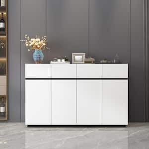White Wood Modern Accent Storage Cabinet Cupboard with Adjustable Shelves, Drawers