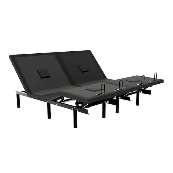 Black, King - Split, Adjustable Bed Frame with Voice Control, Dual Massage, USB Port, Under-Bed Light, Zero-Gravity Mode