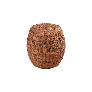 Java 19 in. Brown Round Wicker End Table