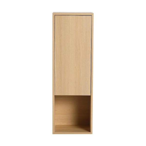 12 in. W x 10 in. D x 35 in. H Bathroom Storage Wall-Mounted Side Cabinet in Original Oak with Soft Closing Doors