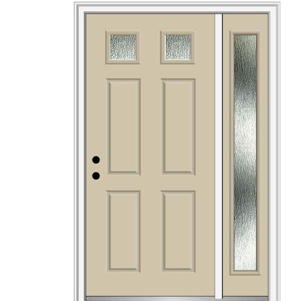 MMI Door 50 in. x 80 in. Right-Hand Inswing Rain Glass Wicker Fiberglass Prehung Front Door on 4-9/16 in. Frame