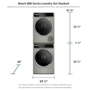 Laundry Stacking Kit with Pullout Shelf in Silver