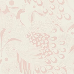Illustrated Peacocks Wallpaper Pink Paper Strippable Roll (Covers 57 sq. ft.)