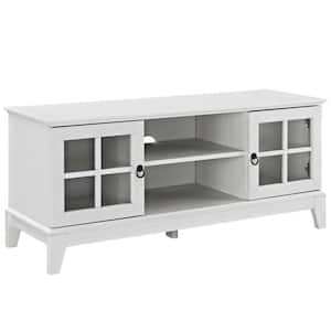 Isle 47 in. White Wood TV Stand Fits TVs Up to 50 in. with Storage Doors