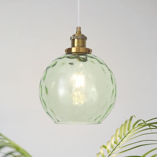 Luxe 8 in. 1-Light Green Globe Glass Shade Pendant Light