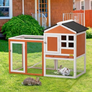 2-Story Wooden Rabbit Hutch With Large Run, Lockable