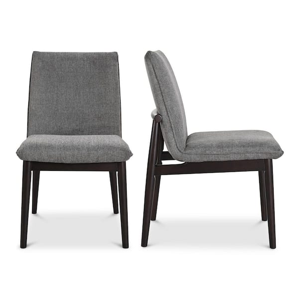 Ursa Dark Grey Polyester Upholstered Dining Chair with Rubberwood Base (Set of 2)