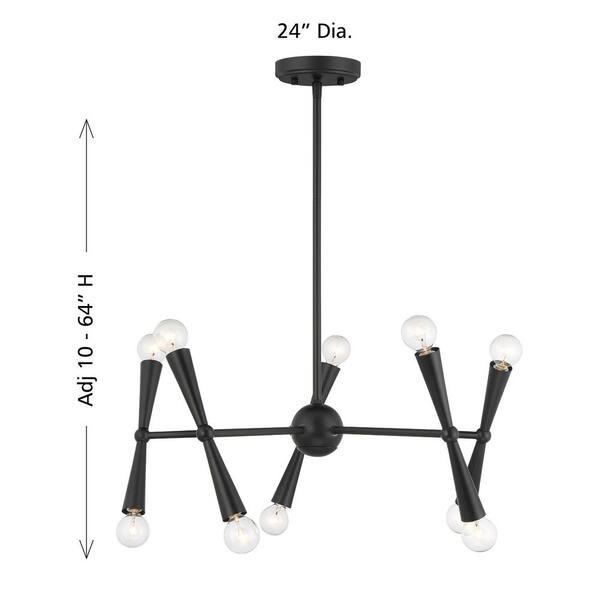TUXEDO PARK LIGHTING 24 in. W x 10 in. H 10-Light Matte Black