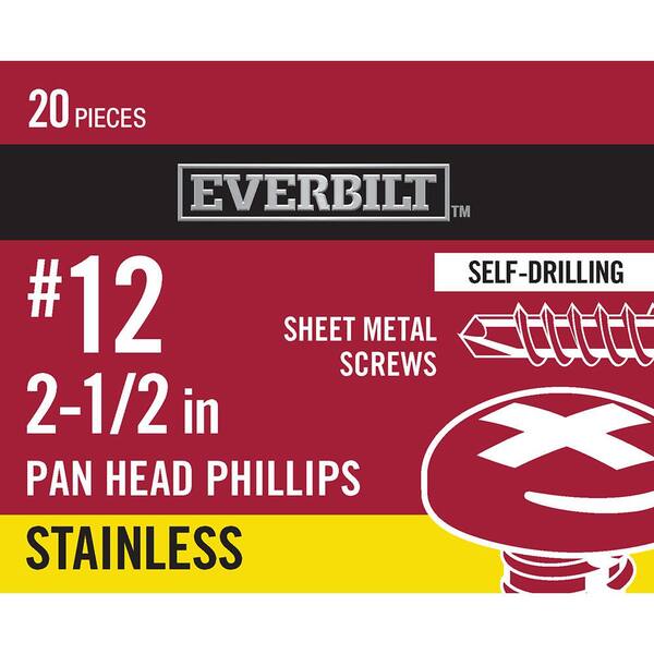 Everbilt #12 5/8 in. Phillips Pan-Head Sheet Metal Screws (20-Pack)