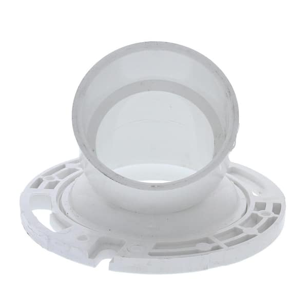 JONES STEPHENS - 7 in. O.D. PVC 45-Degree Closet (Toilet) Flange with Plastic Swivel Ring, Fits Over 3 in. DWV Pipe with a 4 in. Sweep