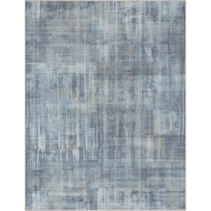 Blue 9 ft. 10 in. x 13 ft. Flat-Weave Abstract Toronto Modern Brushstroke Area Rug