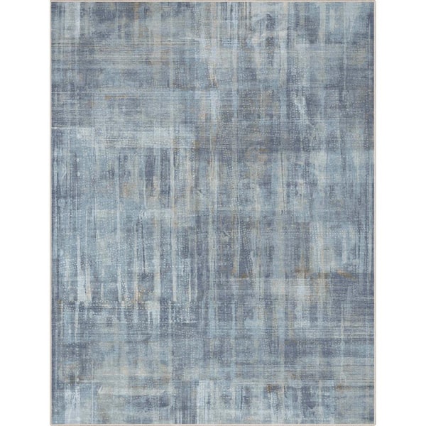 Well Woven Blue 9 ft. 10 in. x 13 ft. Flat-Weave Abstract Toronto Modern Brushstroke Area Rug